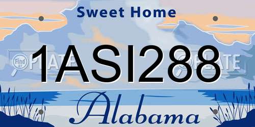 1ASI288 Alabama License Plate