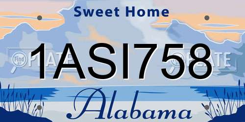 1ASI758 Alabama License Plate