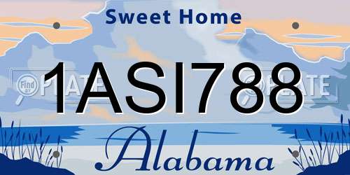 1ASI788 Alabama License Plate