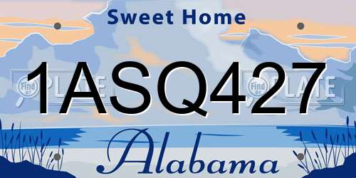 1ASQ427 Alabama License Plate