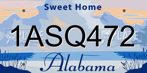 1ASQ472 Alabama License Plate