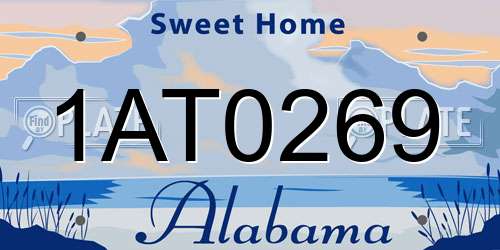 1AT0269 Alabama License Plate