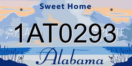 1AT0293 Alabama License Plate