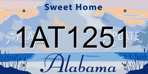 1AT1251 Alabama License Plate