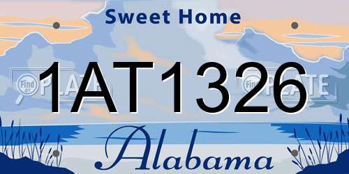 1AT1326 Alabama License Plate