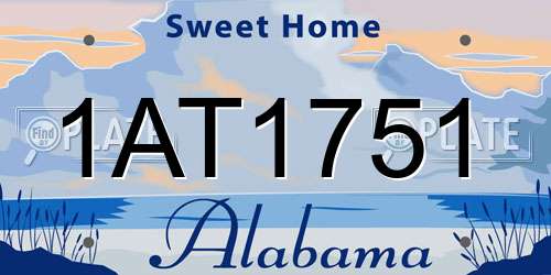 1AT1751 Alabama License Plate