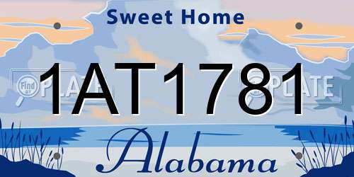 1AT1781 Alabama License Plate