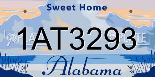 1AT3293 Alabama License Plate