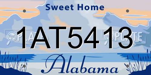1AT5413 Alabama License Plate