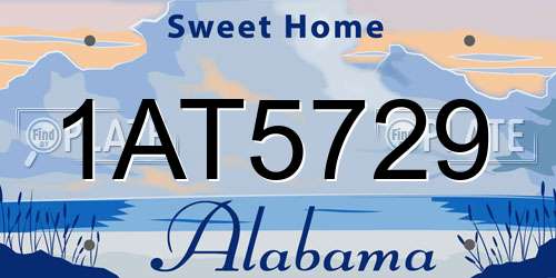 1AT5729 Alabama License Plate