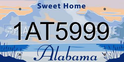 1AT5999 Alabama License Plate