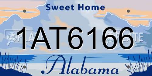 1AT6166 Alabama License Plate
