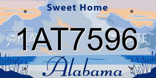 1AT7596 Alabama License Plate