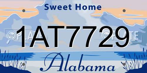 1AT7729 Alabama License Plate