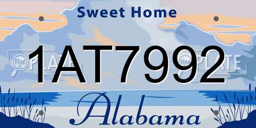 1AT7992 Alabama License Plate