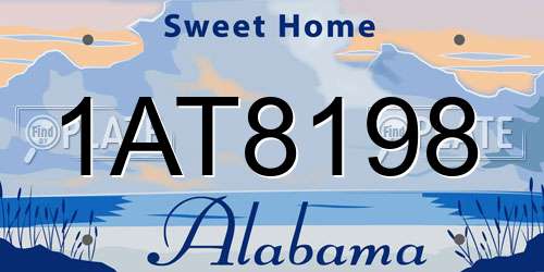 1AT8198 Alabama License Plate