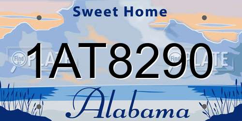 1AT8290 Alabama License Plate
