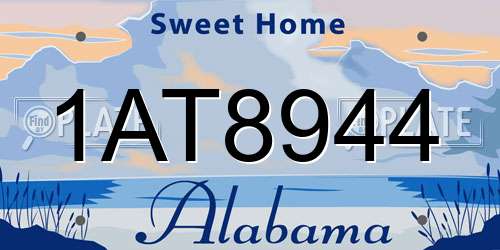 1AT8944 Alabama License Plate