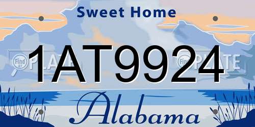 1AT9924 Alabama License Plate
