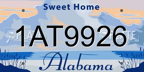 1AT9926 Alabama License Plate