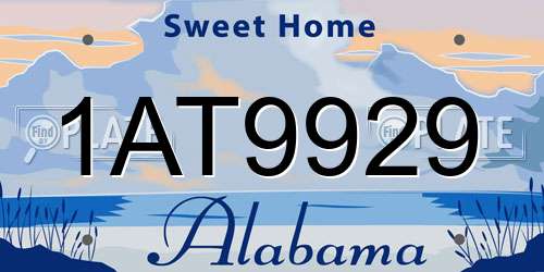 1AT9929 Alabama License Plate