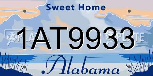 1AT9933 Alabama License Plate