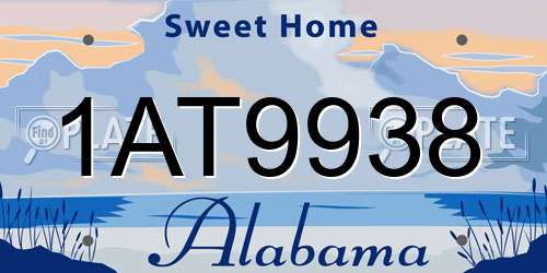 1AT9938 Alabama License Plate