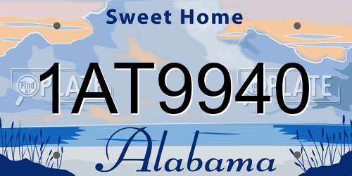 1AT9940 Alabama License Plate
