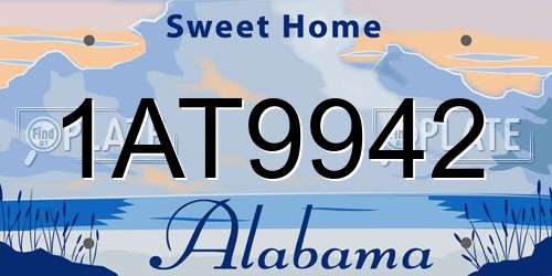 1AT9942 Alabama License Plate
