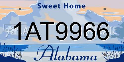 1AT9966 Alabama License Plate