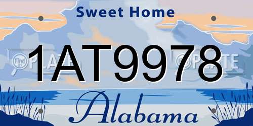 1AT9978 Alabama License Plate