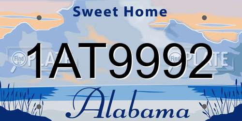 1AT9992 Alabama License Plate