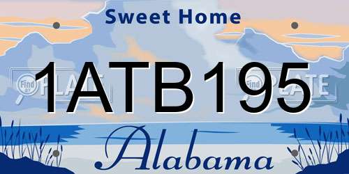 1ATB195 Alabama License Plate