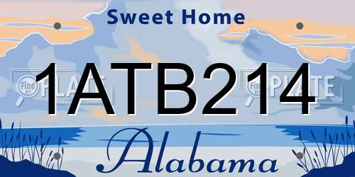 1ATB214 Alabama License Plate