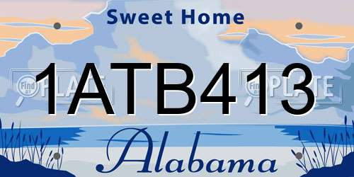 1ATB413 Alabama License Plate