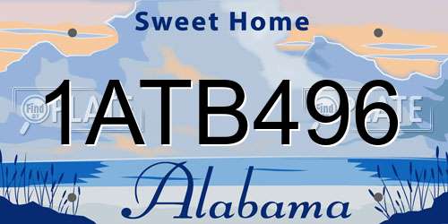 1ATB496 Alabama License Plate