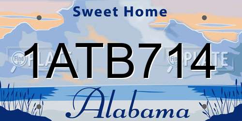 1ATB714 Alabama License Plate