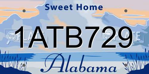 1ATB729 Alabama License Plate