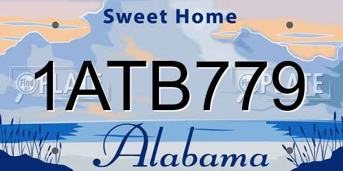 1ATB779 Alabama License Plate