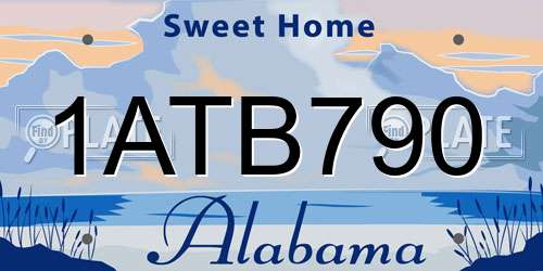 1ATB790 Alabama License Plate