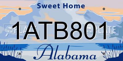 1ATB801 Alabama License Plate