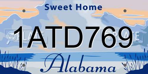 1ATD769 Alabama License Plate