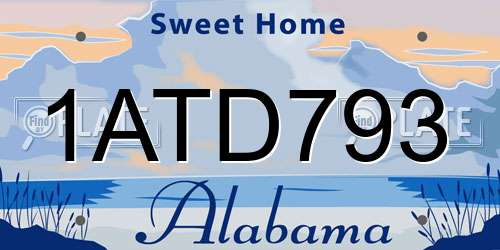 1ATD793 Alabama License Plate