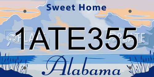 1ATE355 Alabama License Plate
