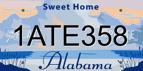 1ATE358 Alabama License Plate