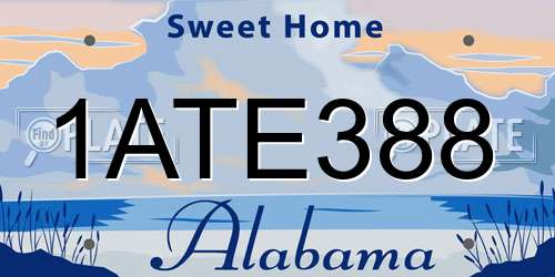 1ATE388 Alabama License Plate