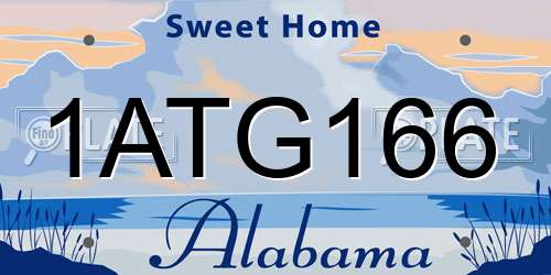 1ATG166 Alabama License Plate