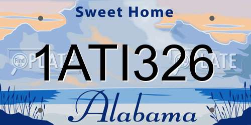 1ATI326 Alabama License Plate
