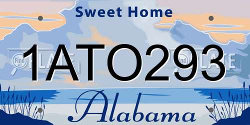 1ATO293 Alabama License Plate