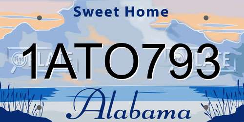 1ATO793 Alabama License Plate